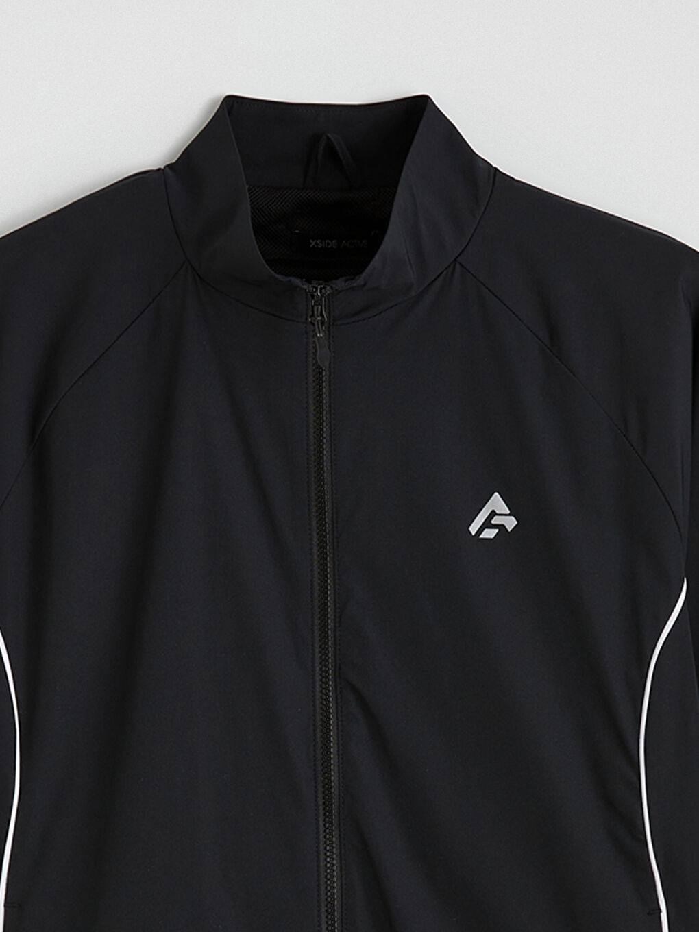 Siyah Dik Yaka Erkek Fermuarlı Sweatshirt-5