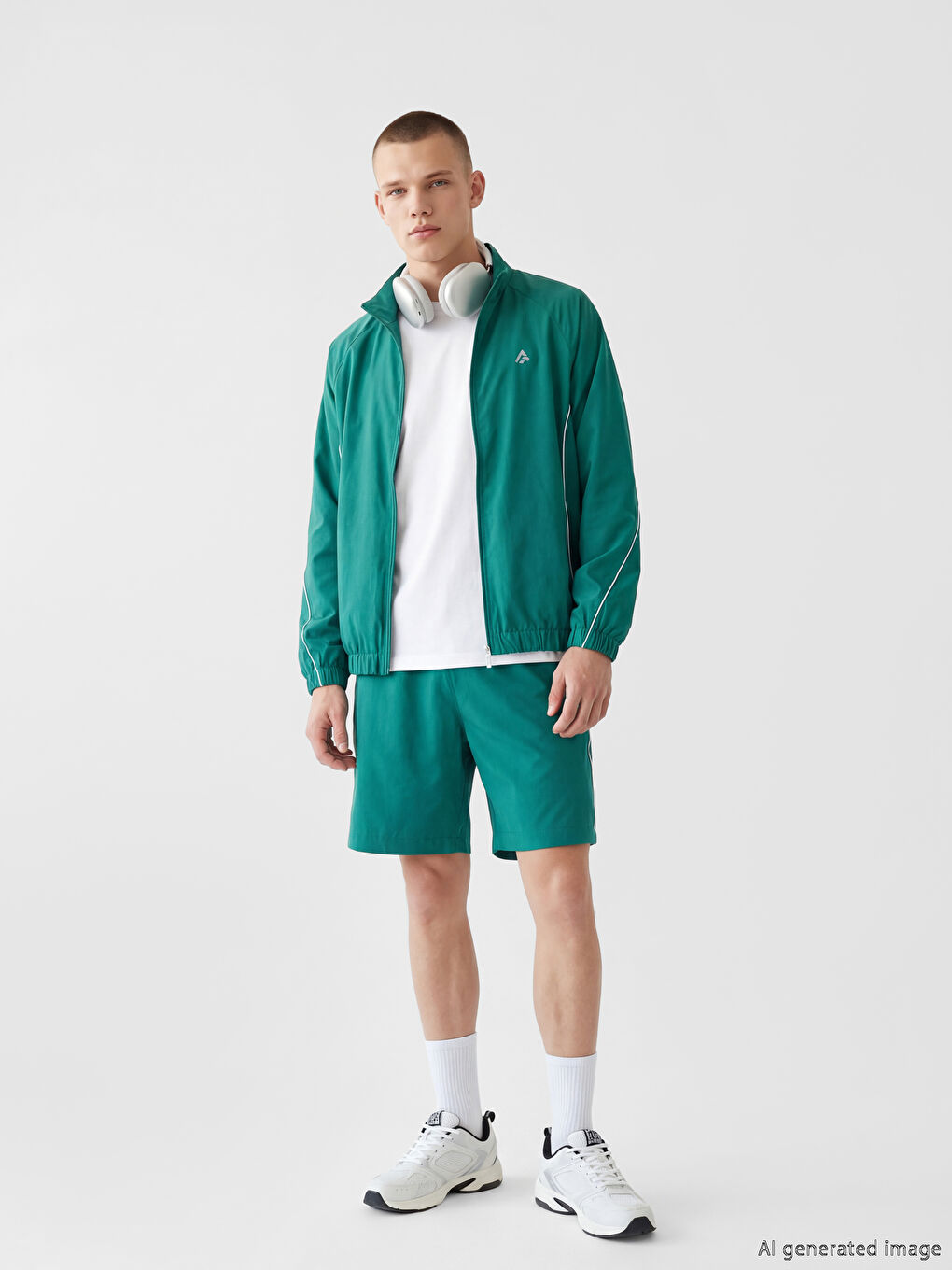 Mock Neck Printed Men's Zip-Up Sweatshirt-1