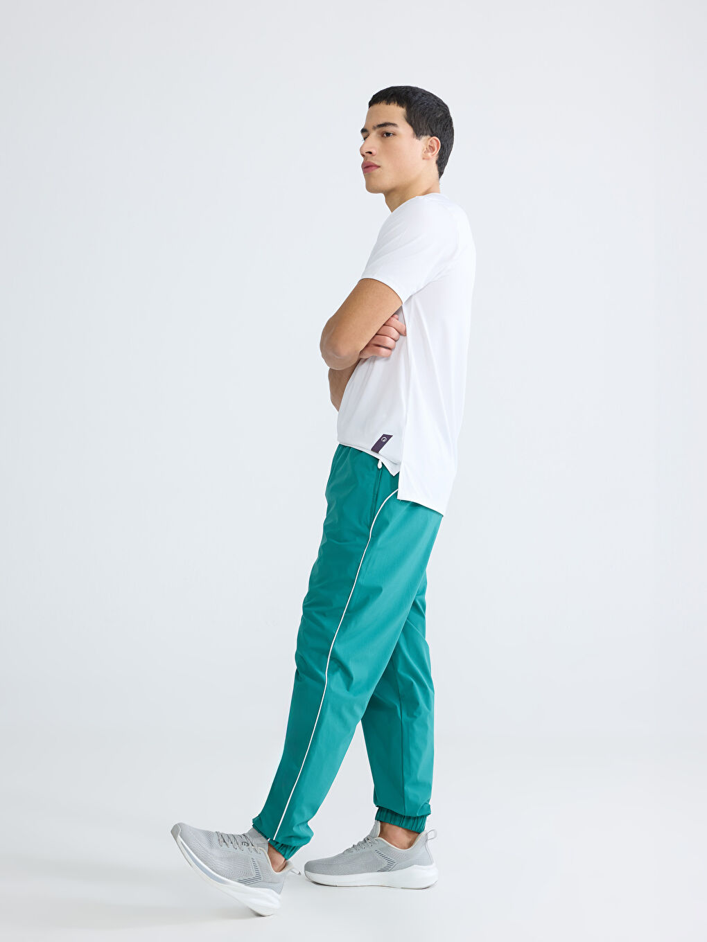 Yeşil Loose Fit Şeritli Erkek Jogger Eşofman Altı