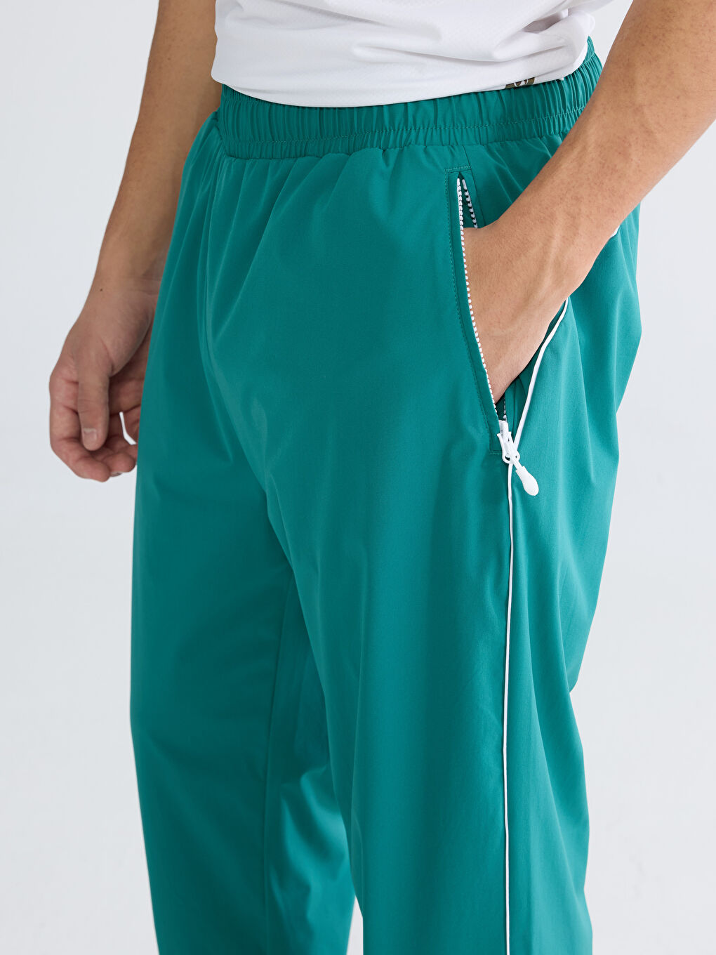 Yeşil Loose Fit Şeritli Erkek Jogger Eşofman Altı-2