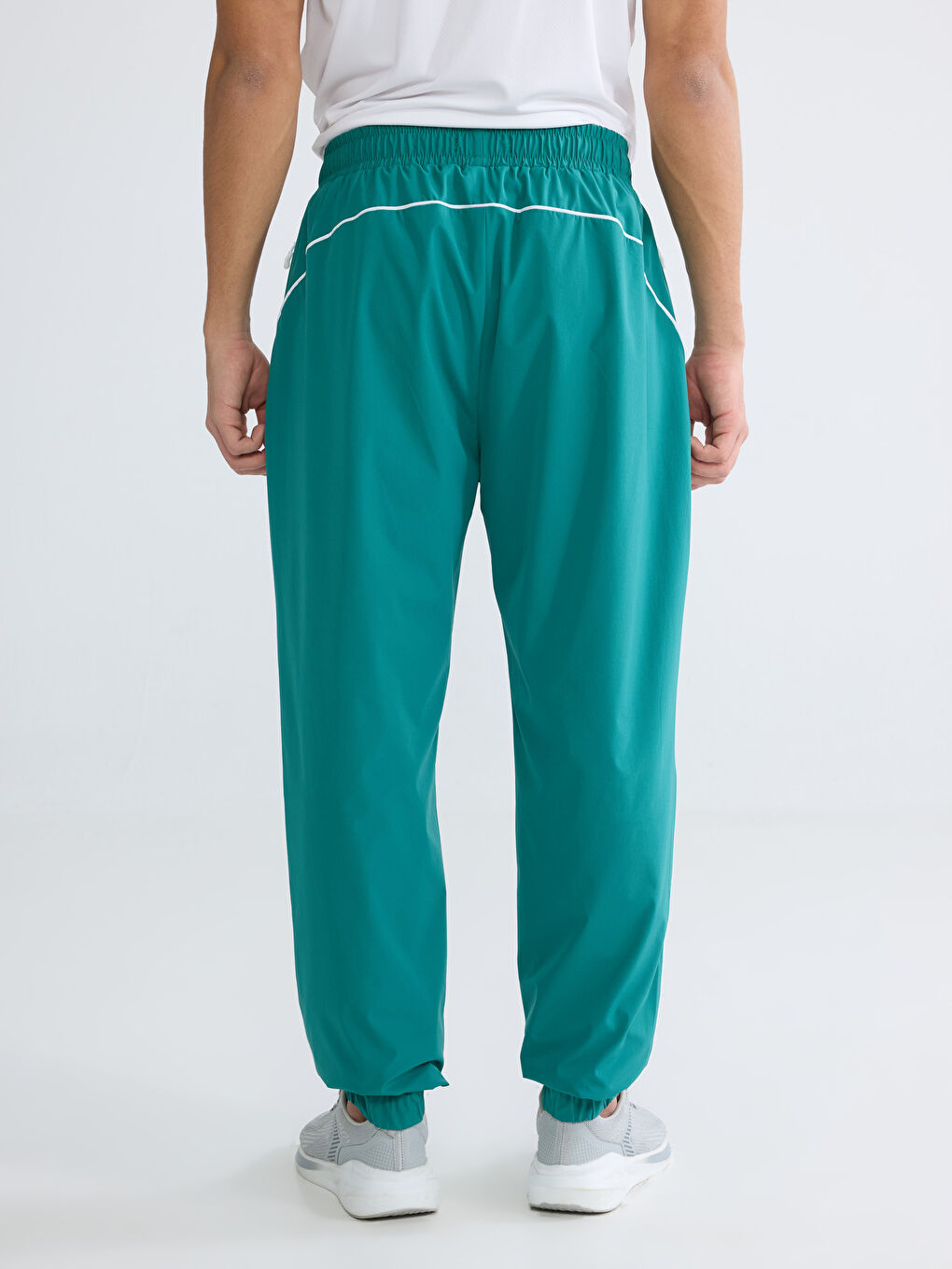 Yeşil Loose Fit Şeritli Erkek Jogger Eşofman Altı-3