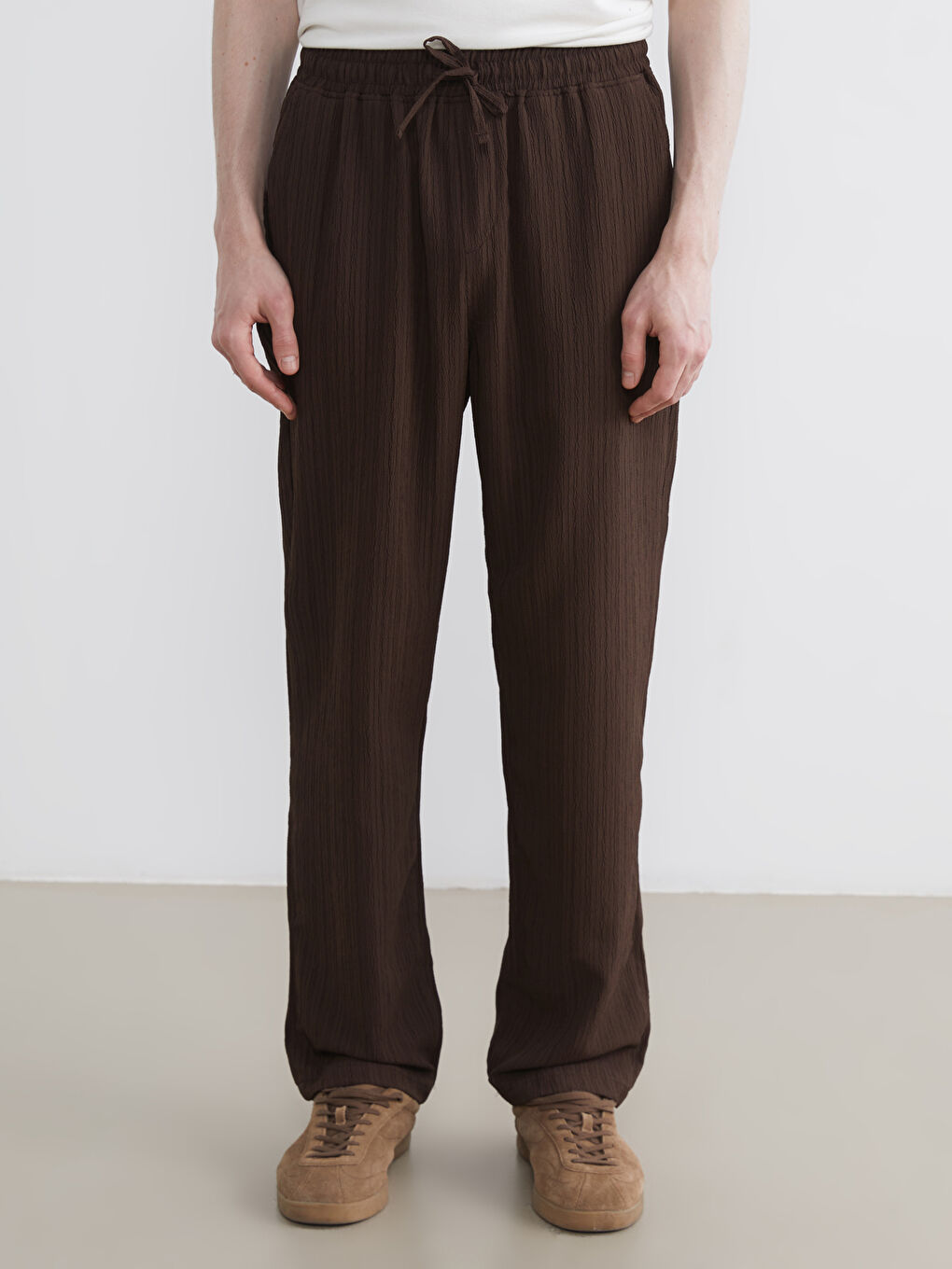 Kahverengi Baggy Fit Erkek Pantolon-2