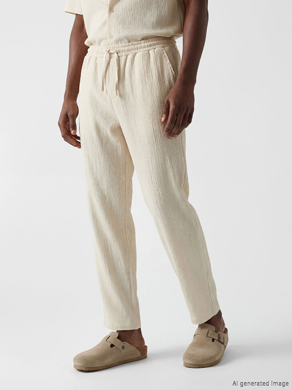 Bej Baggy Fit Erkek Pantolon-1