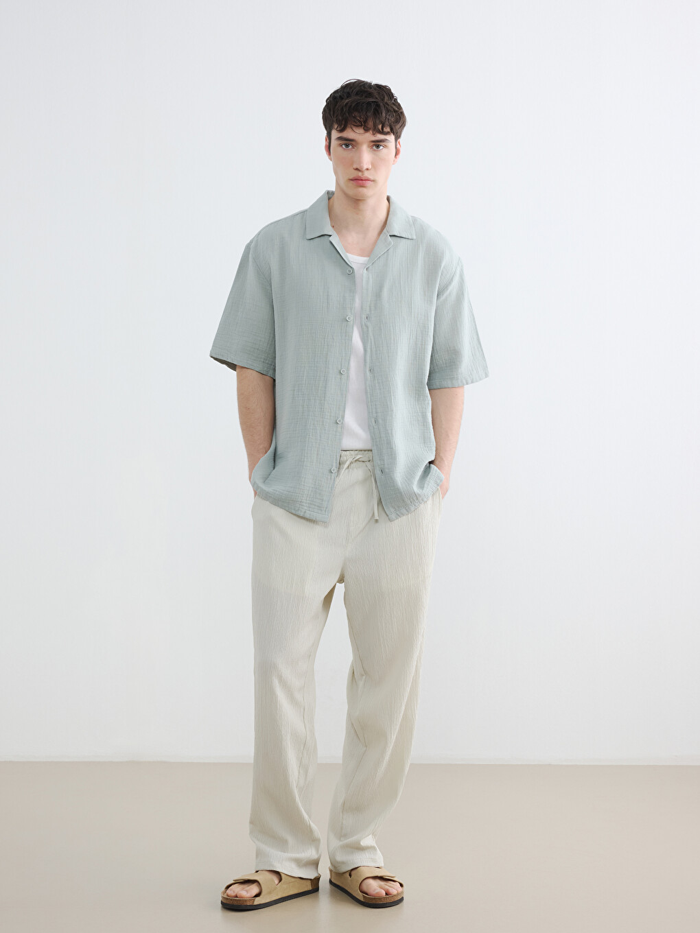 Gri Baggy Fit Erkek Pantolon-1