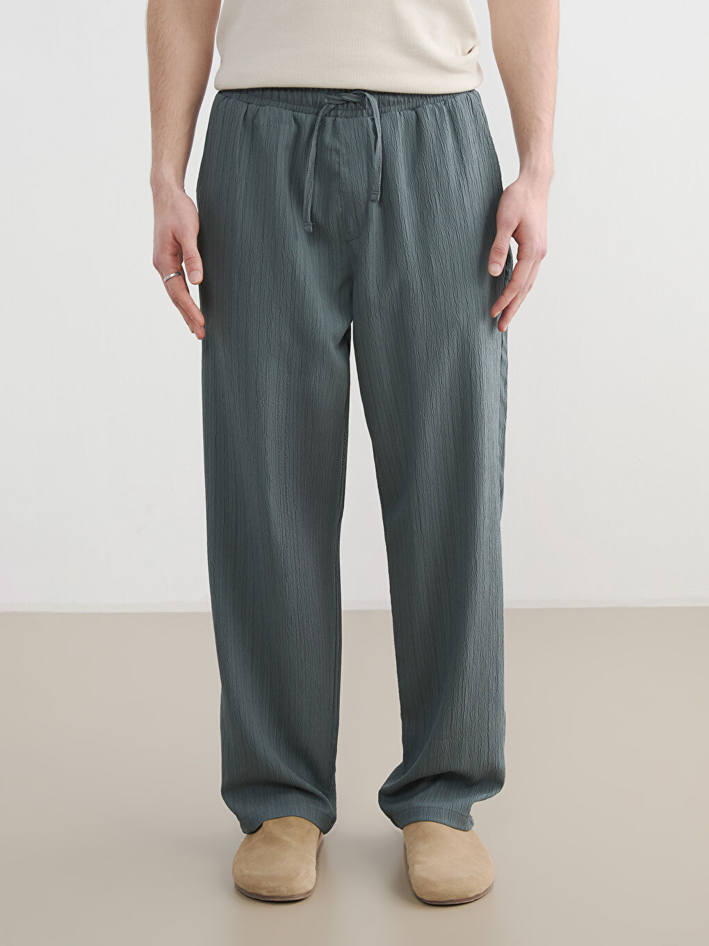 Yeşil Baggy Fit Erkek Pantolon-1