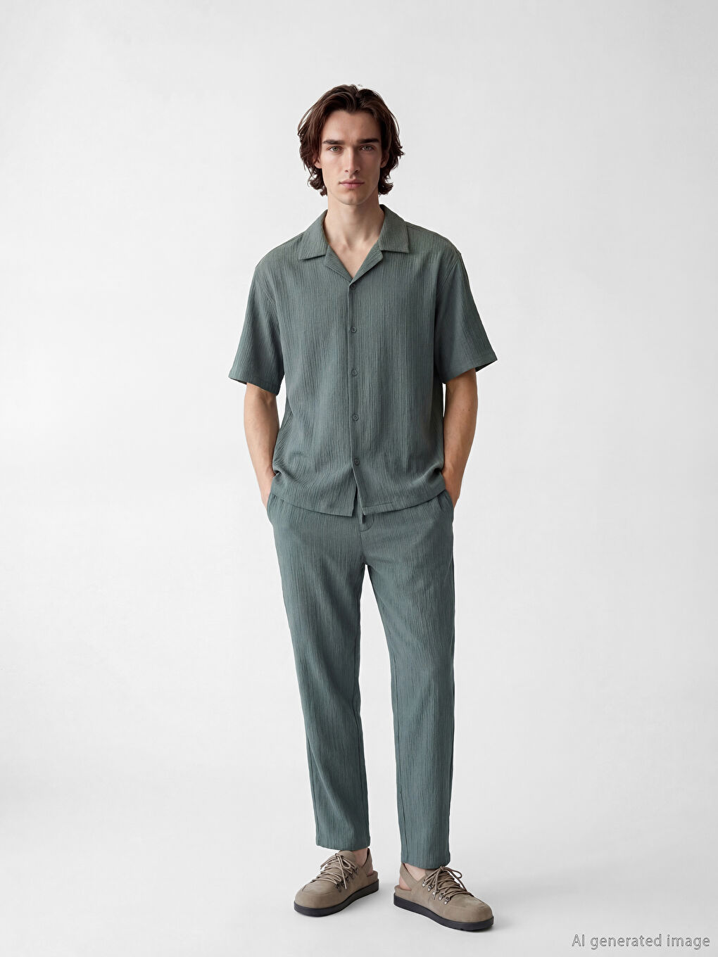 Yeşil Baggy Fit Erkek Pantolon-1