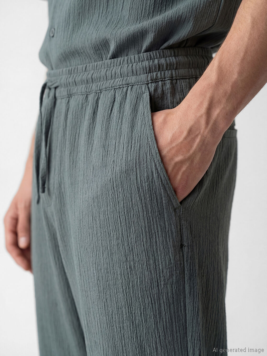 Yeşil Baggy Fit Erkek Pantolon-4