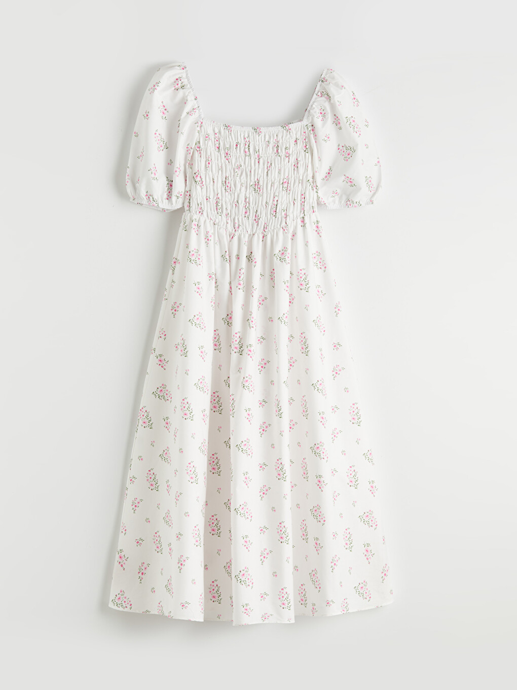 Square Neck Floral Poplin Dress-3