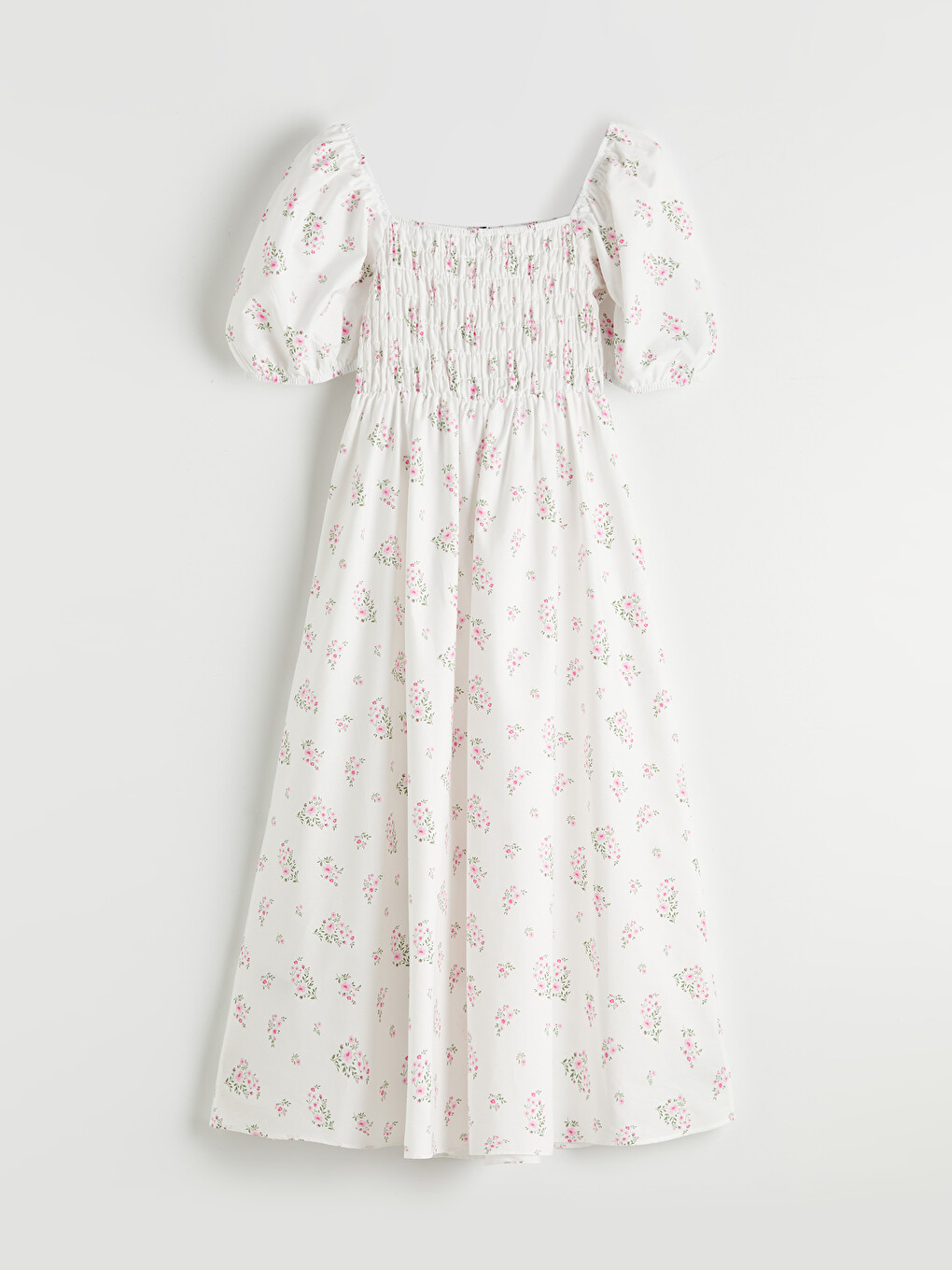Square Neck Floral Poplin Dress-4