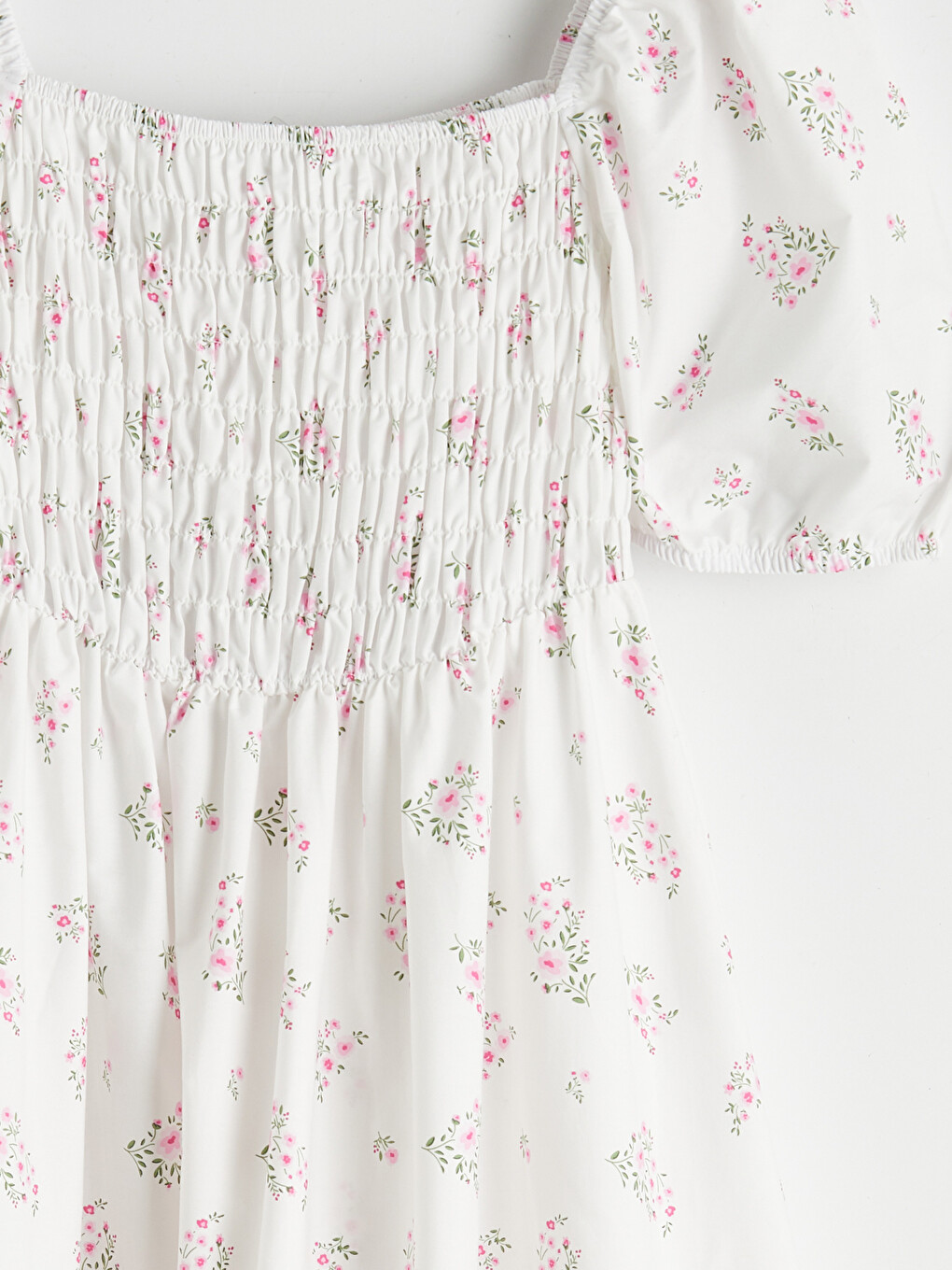 Square Neck Floral Poplin Dress-5