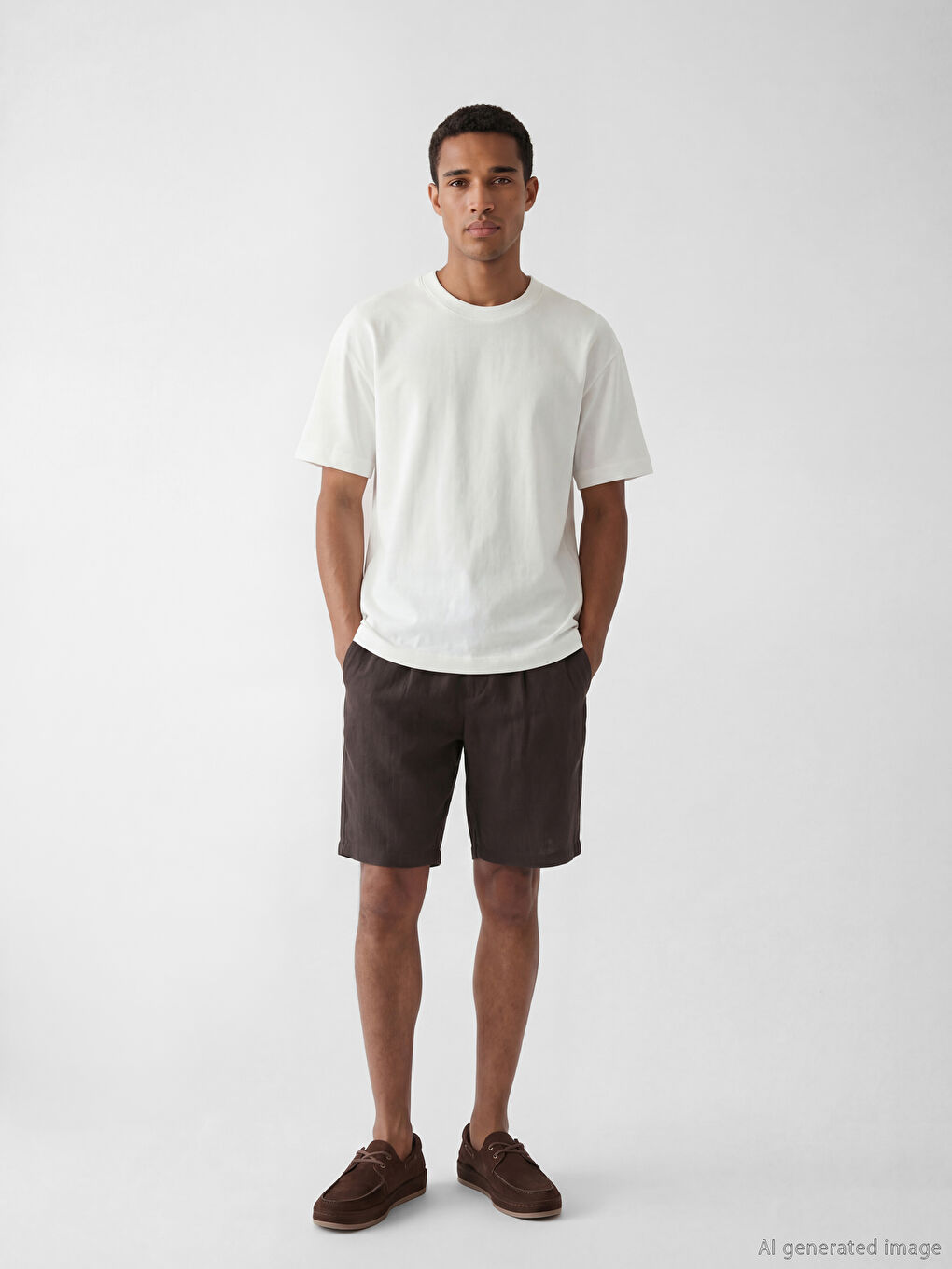 Beyaz Bisiklet Yaka Erkek Tişört-1