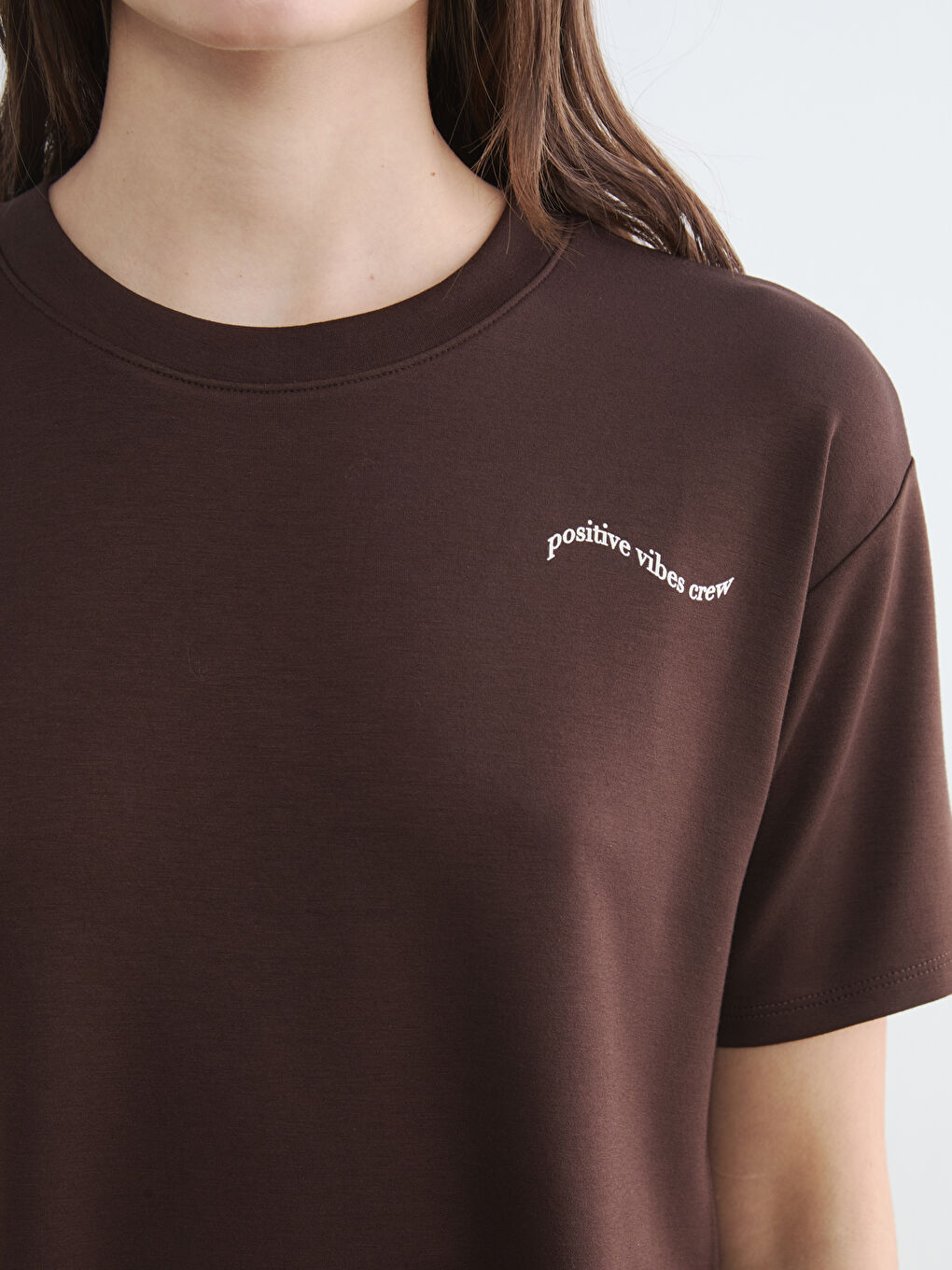 Женщины Коричневый Футболка-2