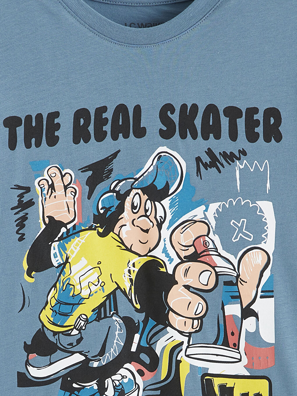 Mavi Nostaljik Maymun Baskılı Erkek Çocuk Tişört-1