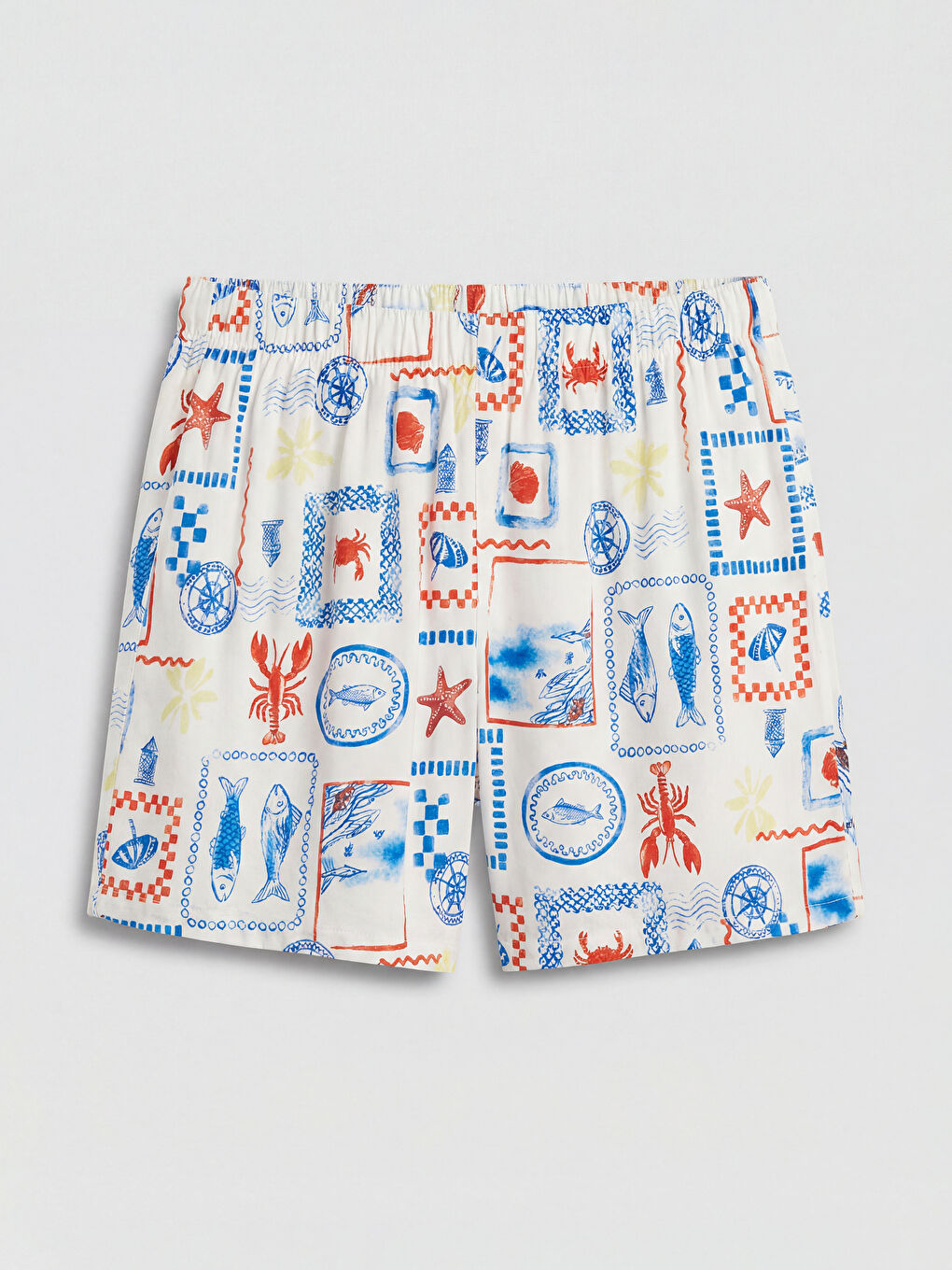 Ekru Gömlek Yaka Baskılı Kadın Şortlu Pijama Takımı-3