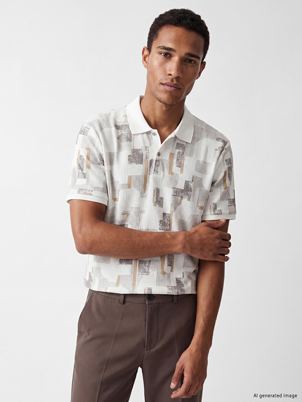 Polo Collar Printed Pique Men's T-Shirt