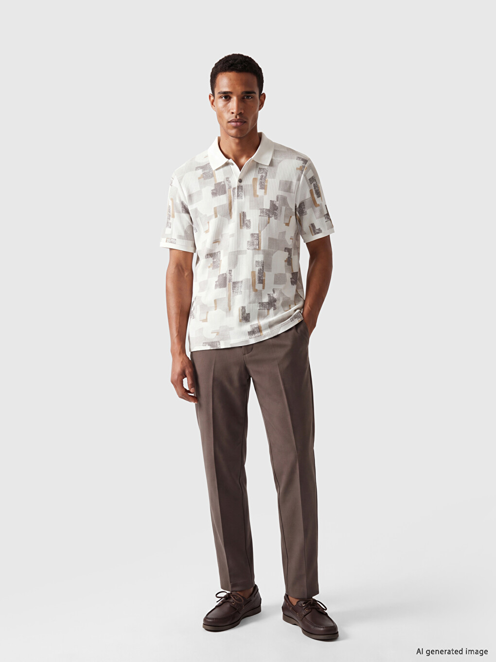 Polo Collar Printed Pique Men's T-Shirt-1
