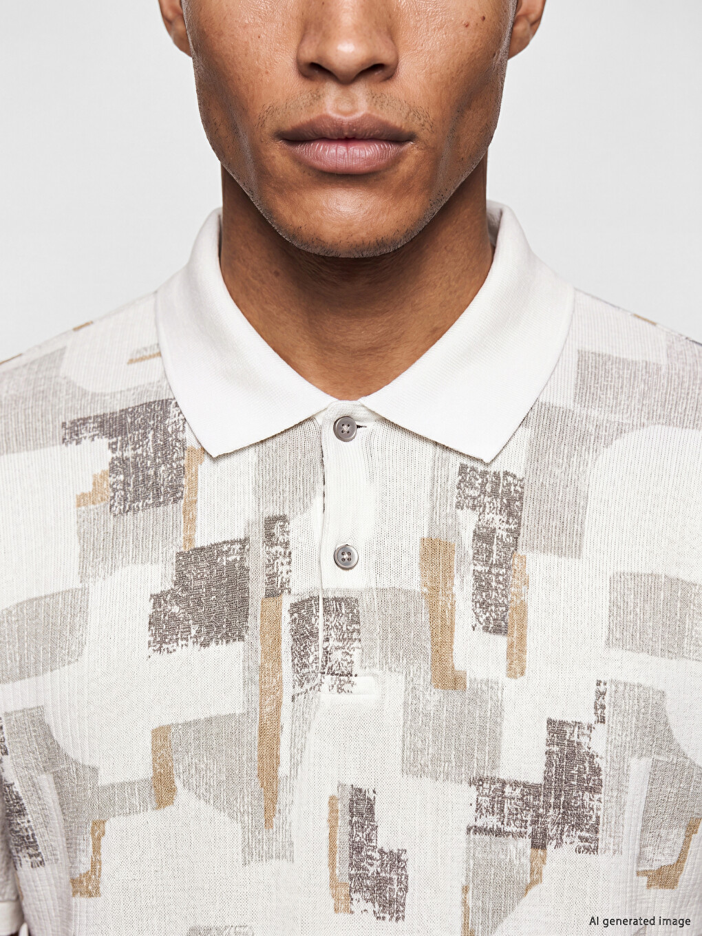 Polo Collar Printed Pique Men's T-Shirt-2