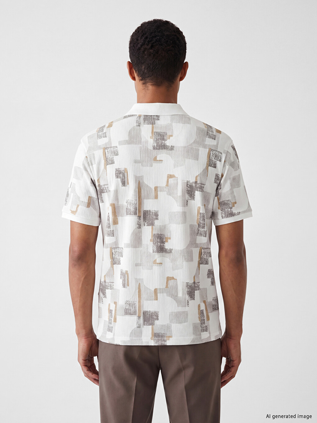 Polo Collar Printed Pique Men's T-Shirt-3