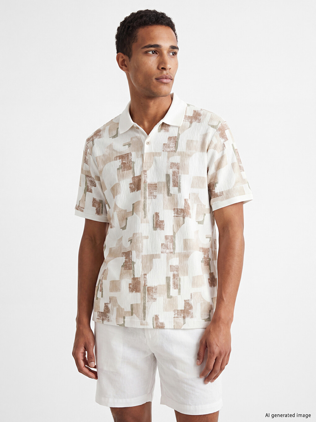 Polo Collar Printed Pique Men's T-Shirt