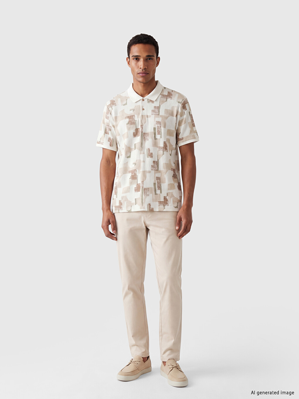 Polo Collar Printed Pique Men's T-Shirt-1