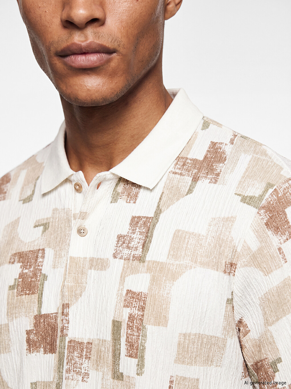 Polo Collar Printed Pique Men's T-Shirt-2