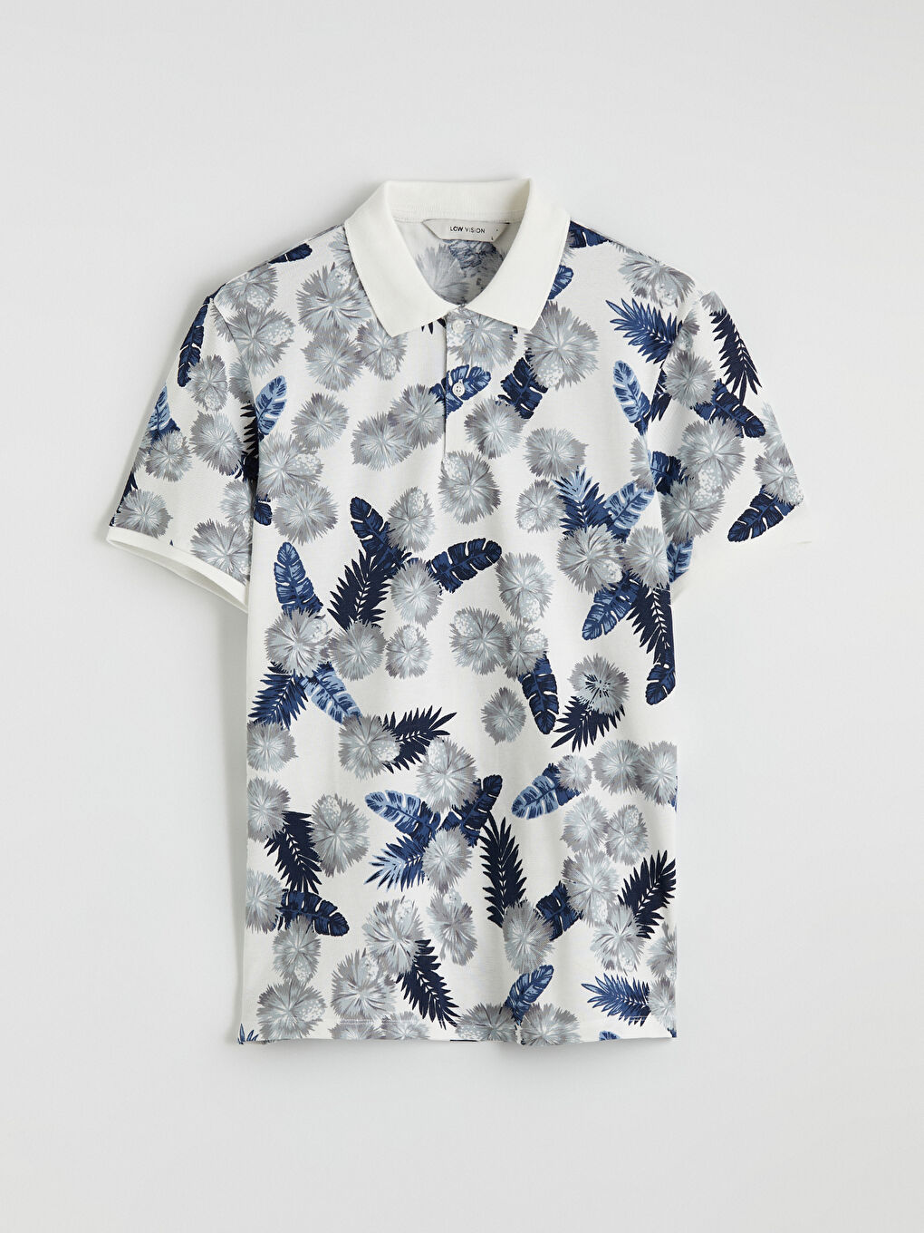 Beyaz Polo Yaka Desenli Pike Erkek Tişört-4