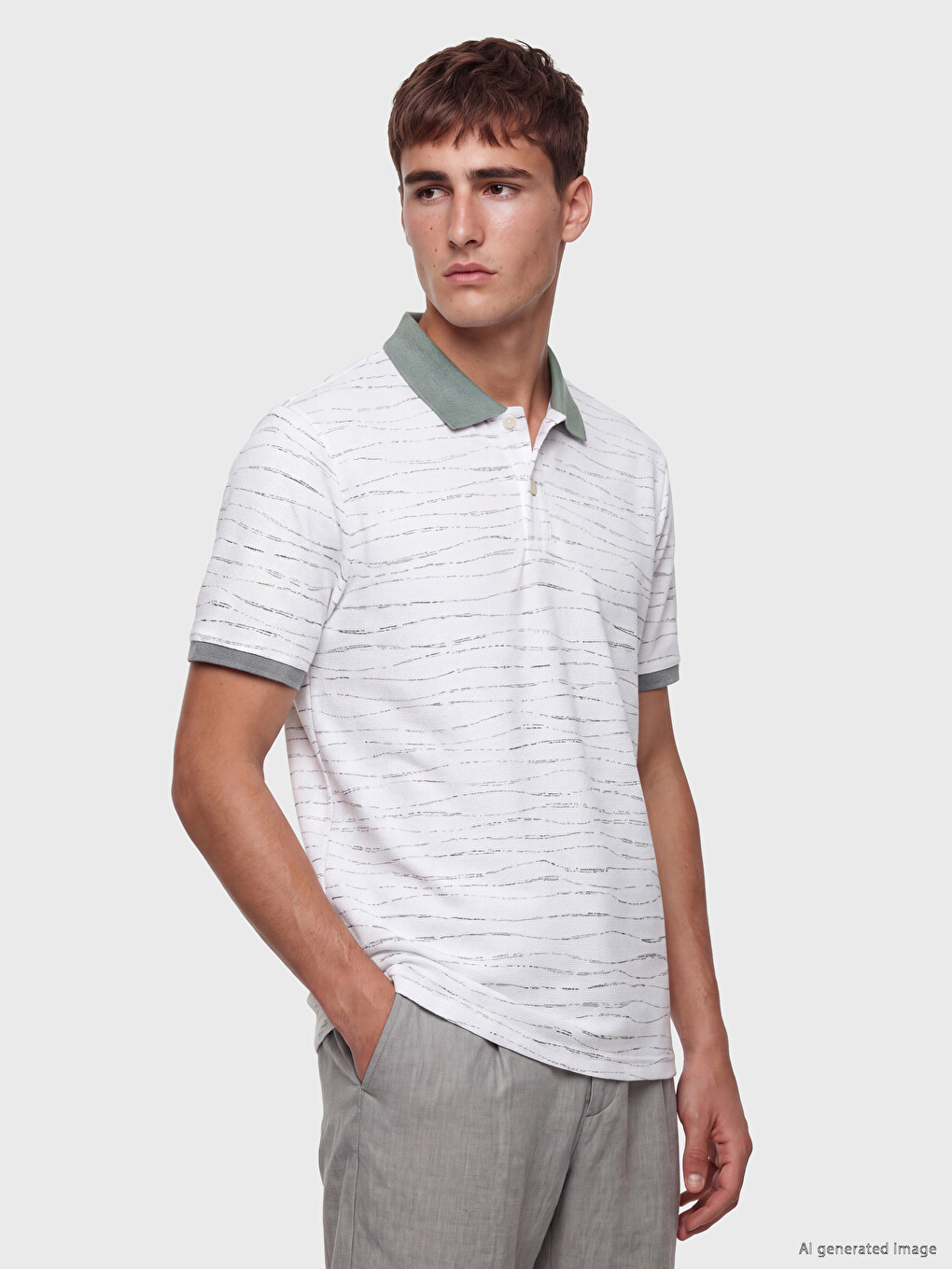 Polo Collar Patterned Men's T-shirt-1