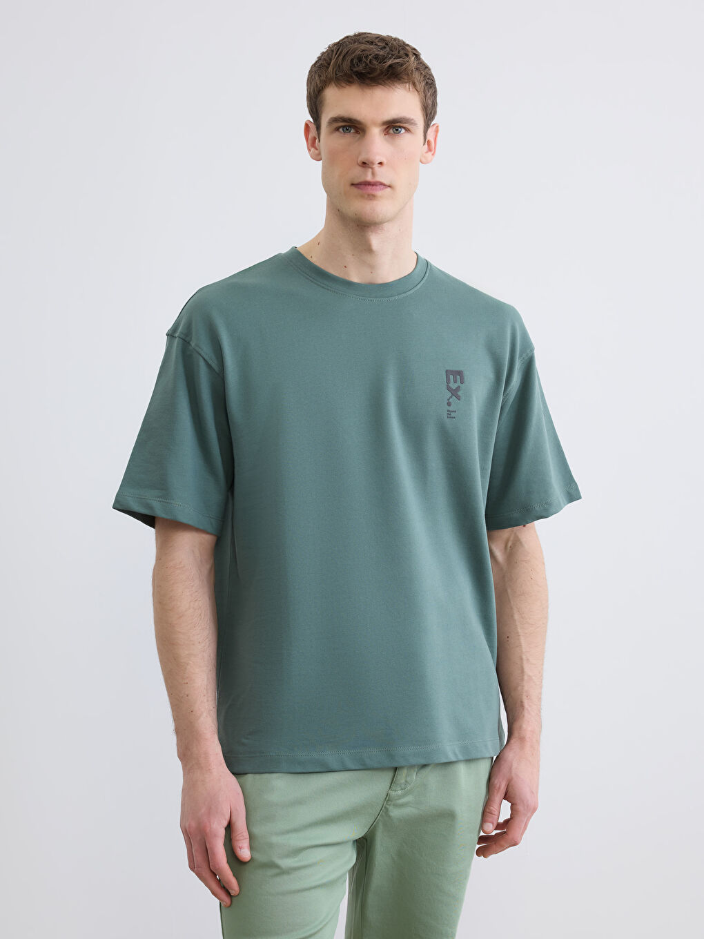 T-shirt Homme en Jersey Imprimé à Col Rond