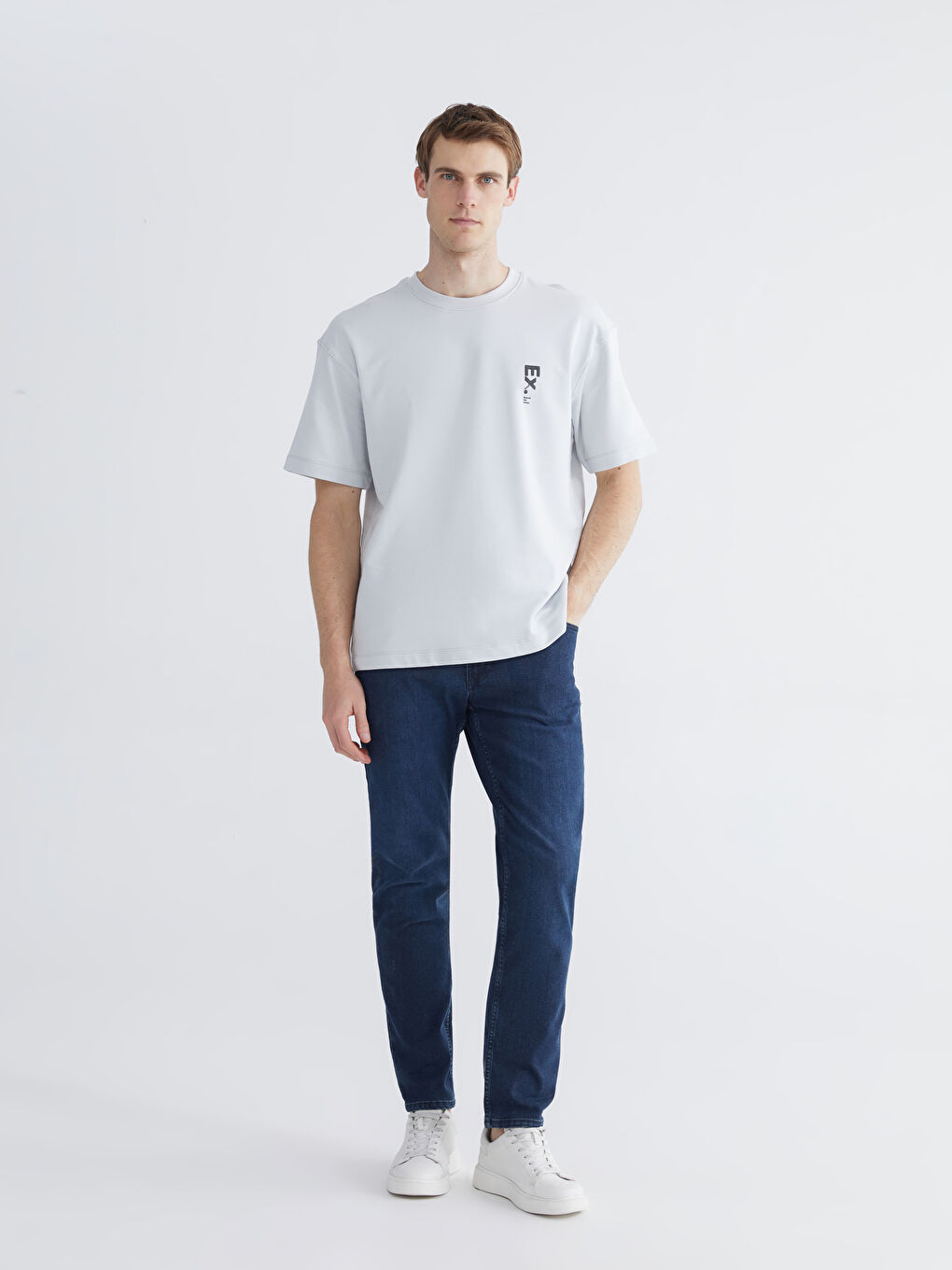 تيشيرت رجالي ياقة دائرية مطبوع جيرسي-1