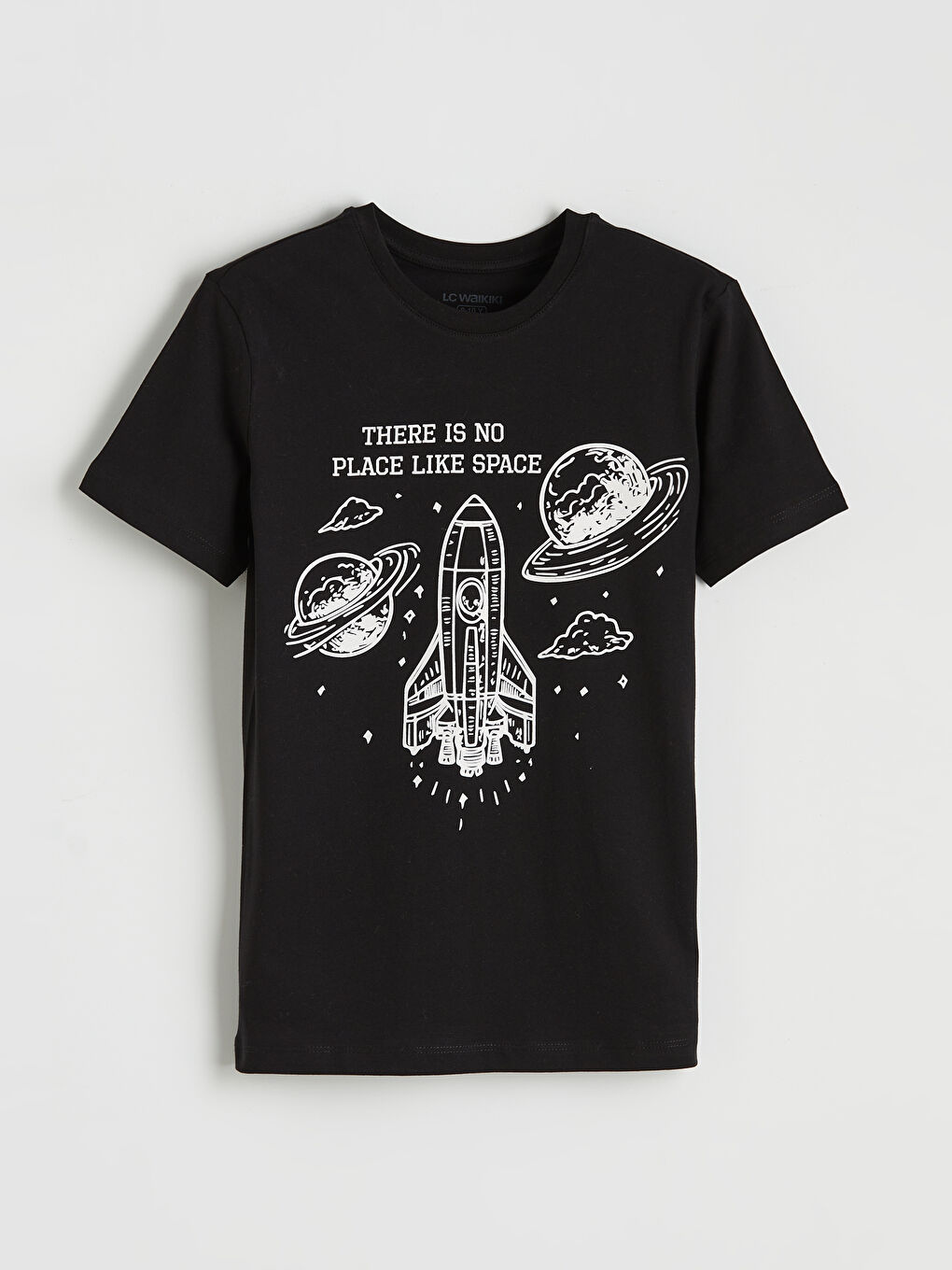 Siyah Bisiklet Yaka Erkek Çocuk Tişört