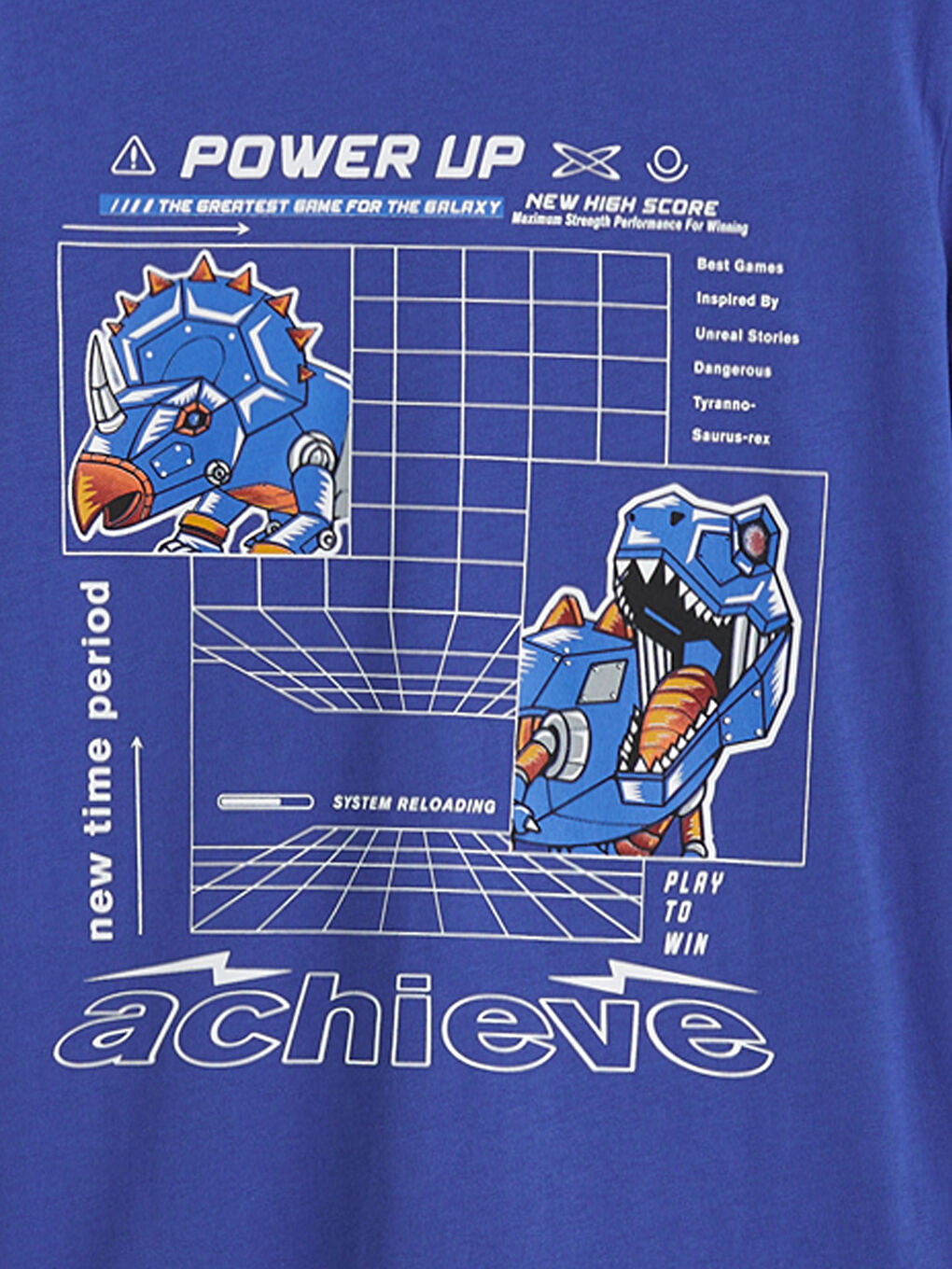 Mavi Dinozor Baskılı Erkek Çocuk Tişört-1