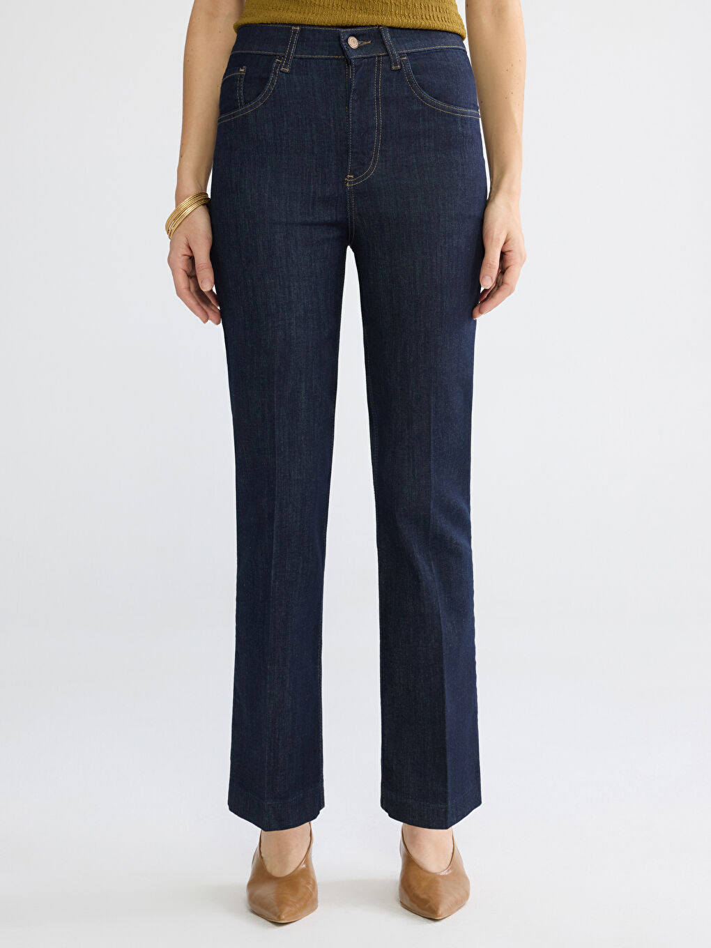 İndigo Flare Kadın Jean Pantolon-1