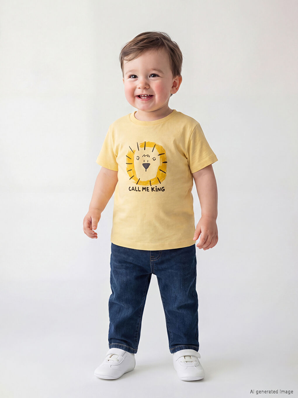 Sarı Erkek Bebek Jean Pantolon ve Tişört