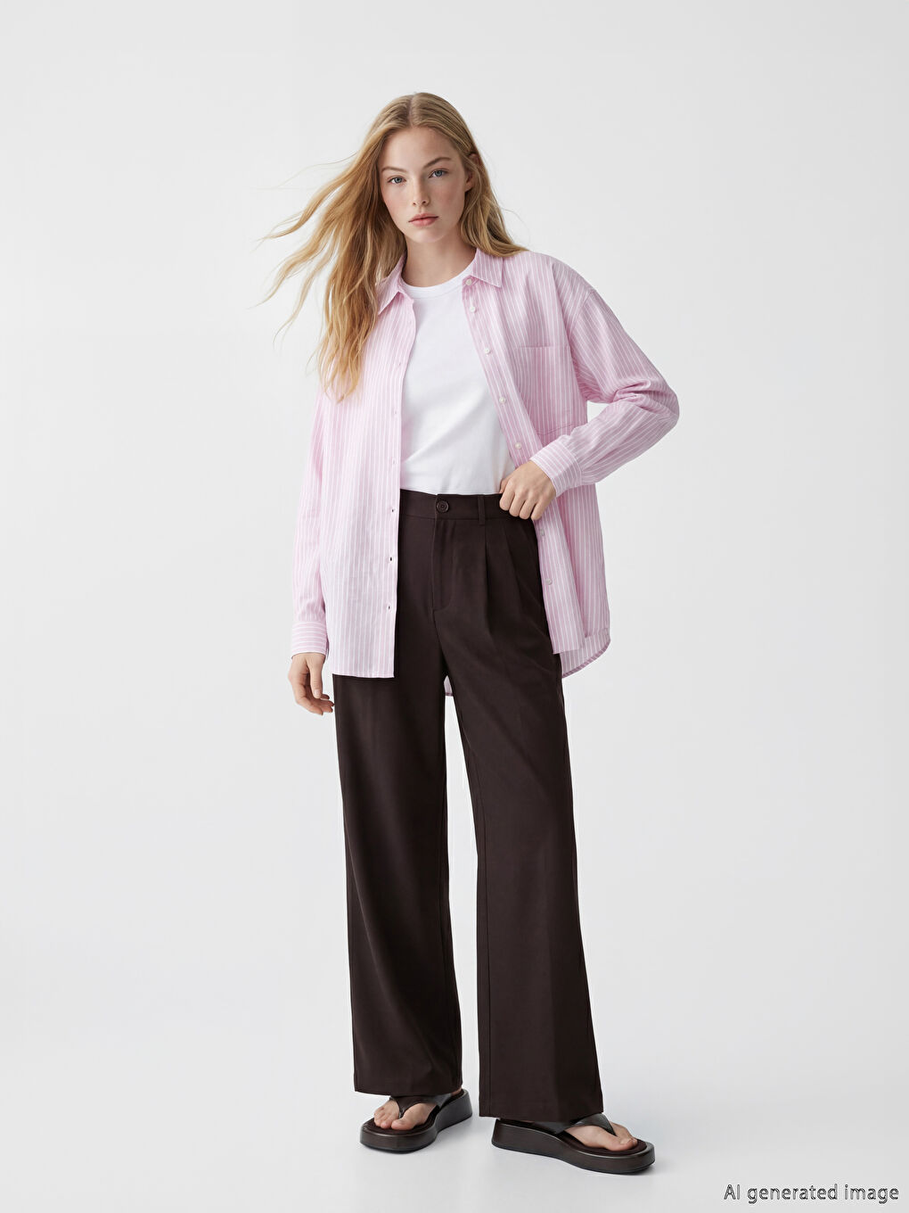 Loose Fit Women's Pleated Fabric Trousers