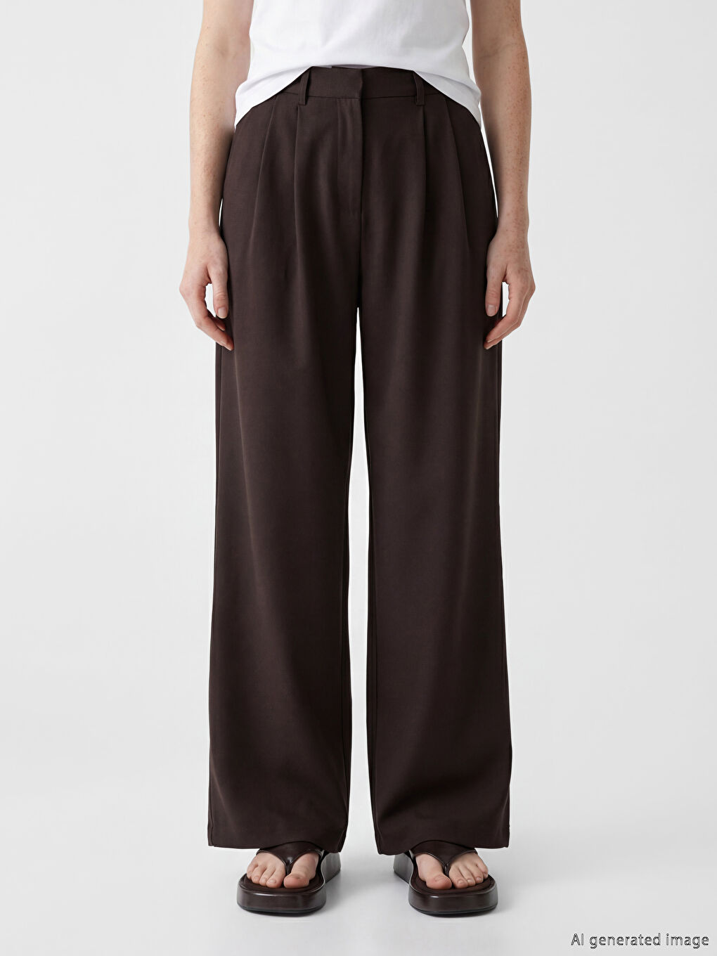 Loose Fit Women's Pleated Fabric Trousers-1