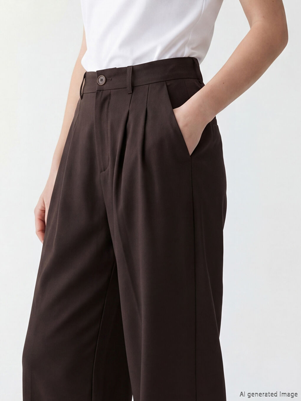 Loose Fit Women's Pleated Fabric Trousers-2