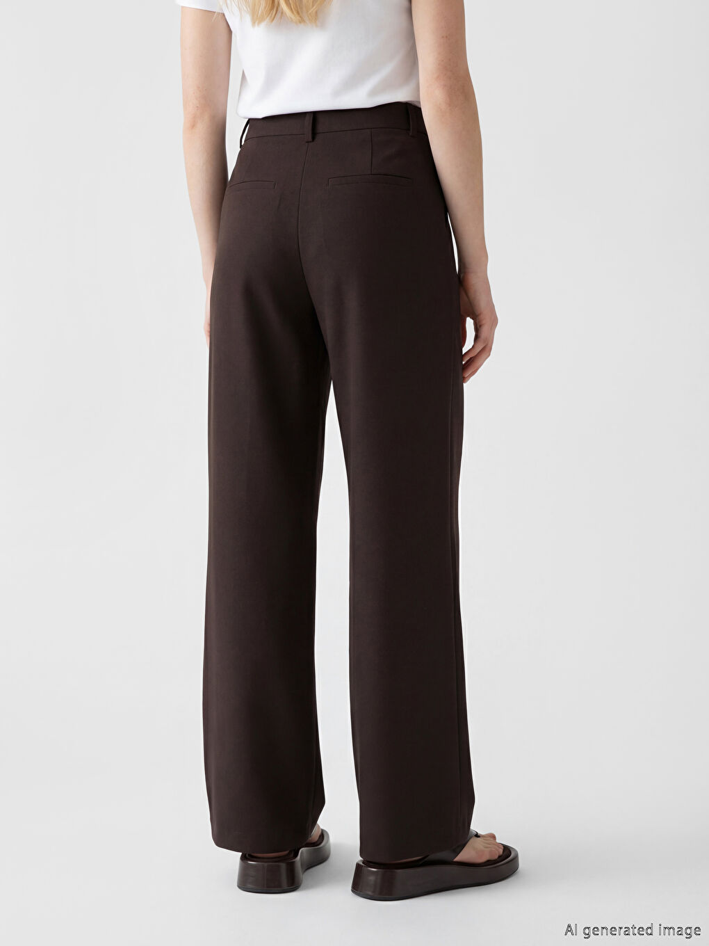 Loose Fit Women's Pleated Fabric Trousers-3