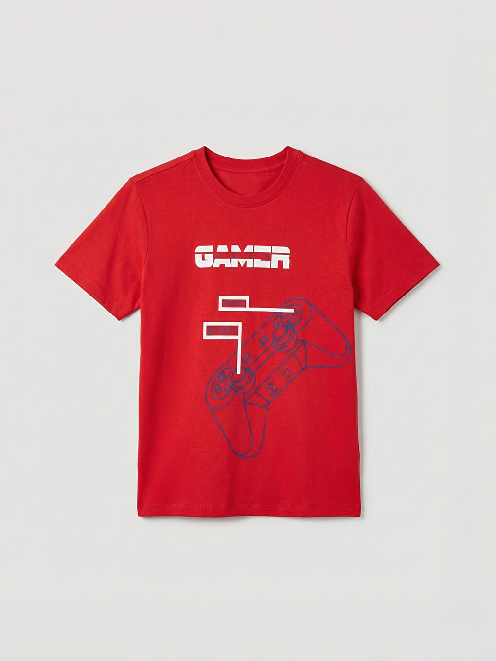 Kırmızı Bisiklet Yaka Baskılı Erkek Çocuk Tişört