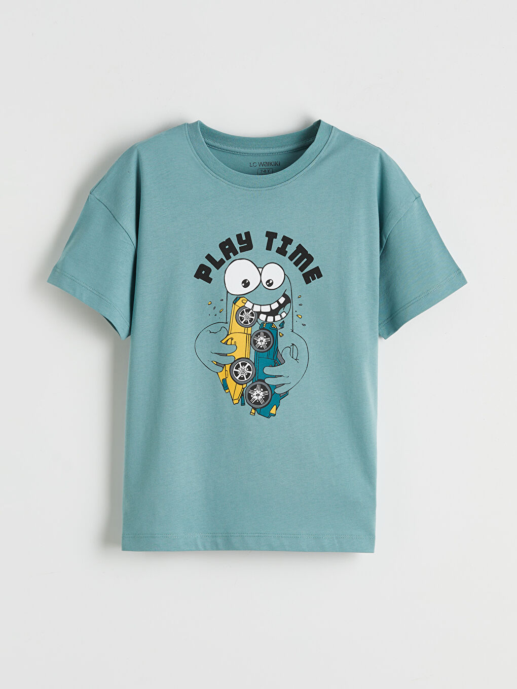 Yeşil Bisiklet Yaka Baskılı Erkek Çocuk Tişört