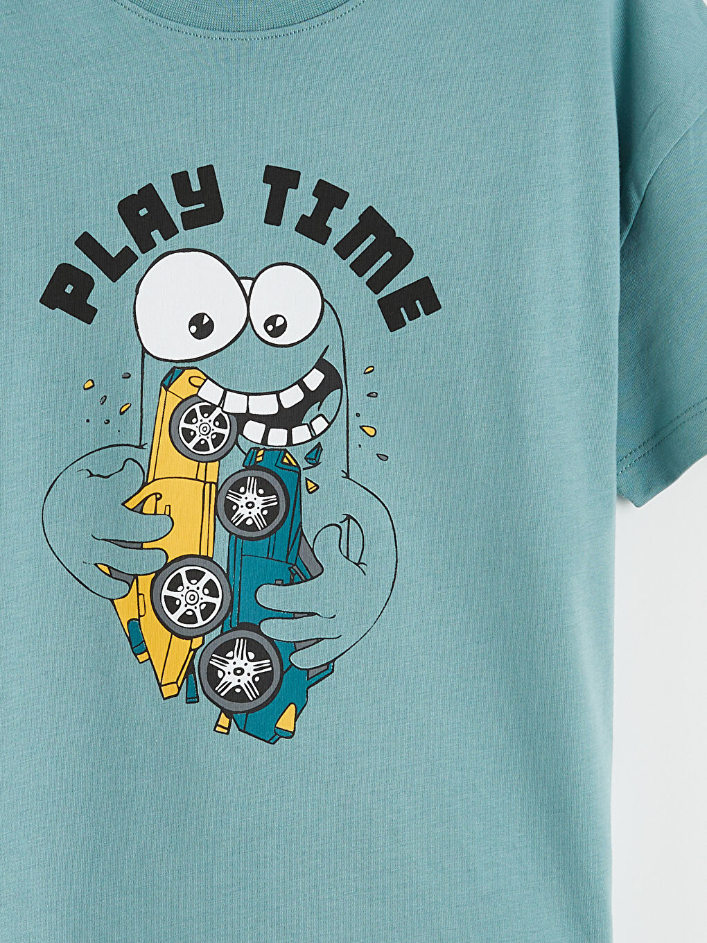 Yeşil Bisiklet Yaka Baskılı Erkek Çocuk Tişört-2