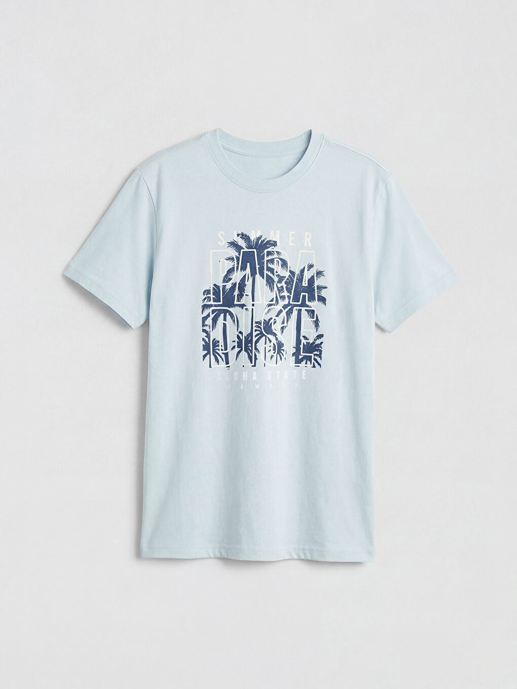 Mavi Bisiklet Yaka Baskılı Erkek Çocuk Tişört