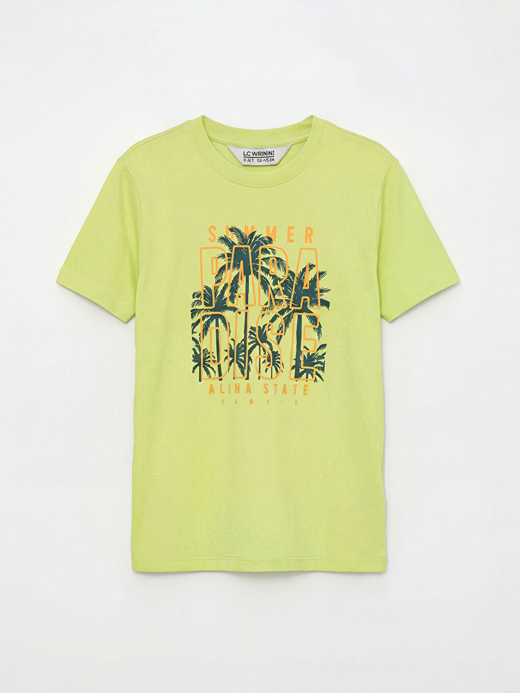 Yeşil Bisiklet Yaka Baskılı Erkek Çocuk Tişört