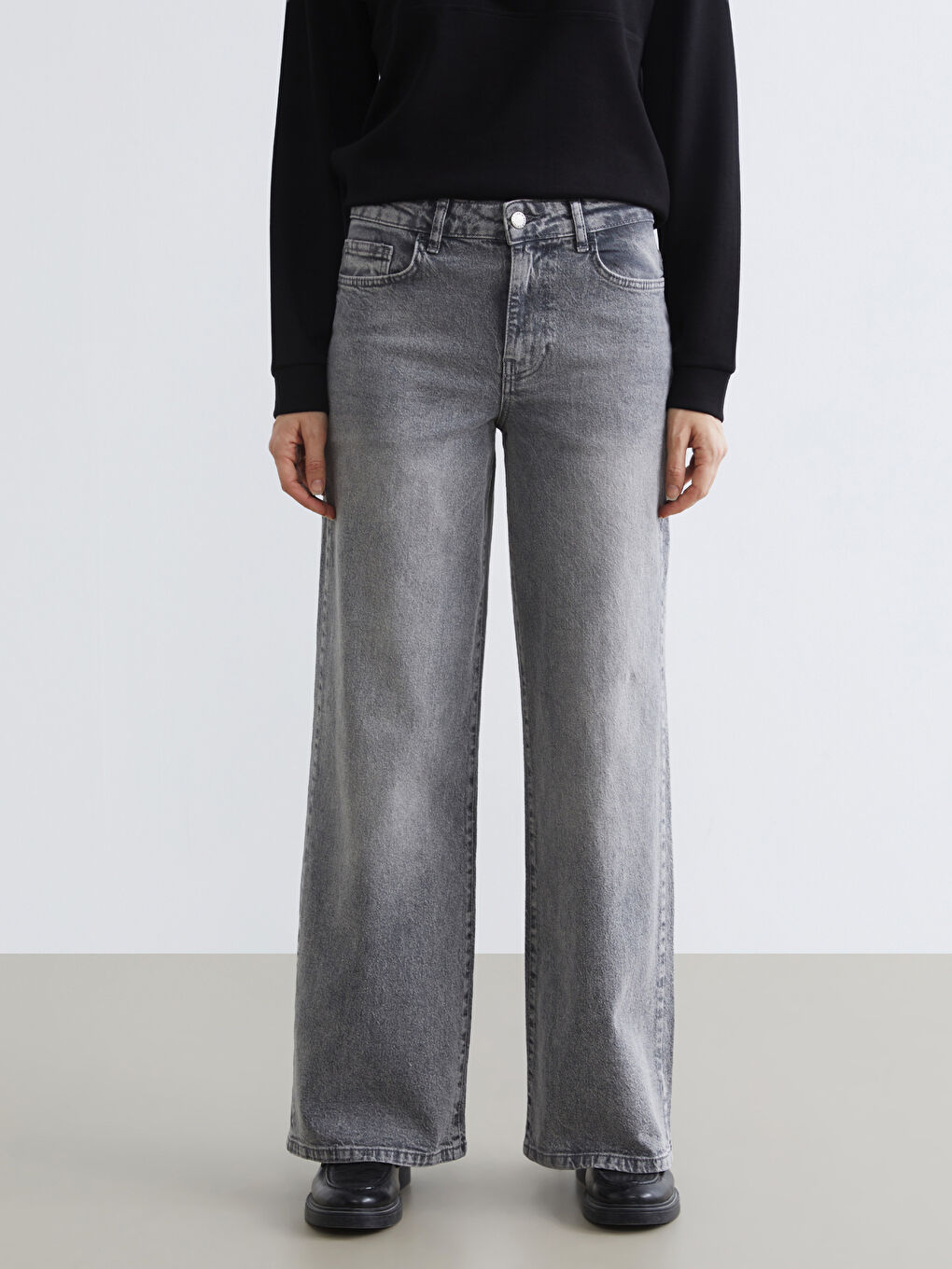 Женщины Серый Джинсы-1