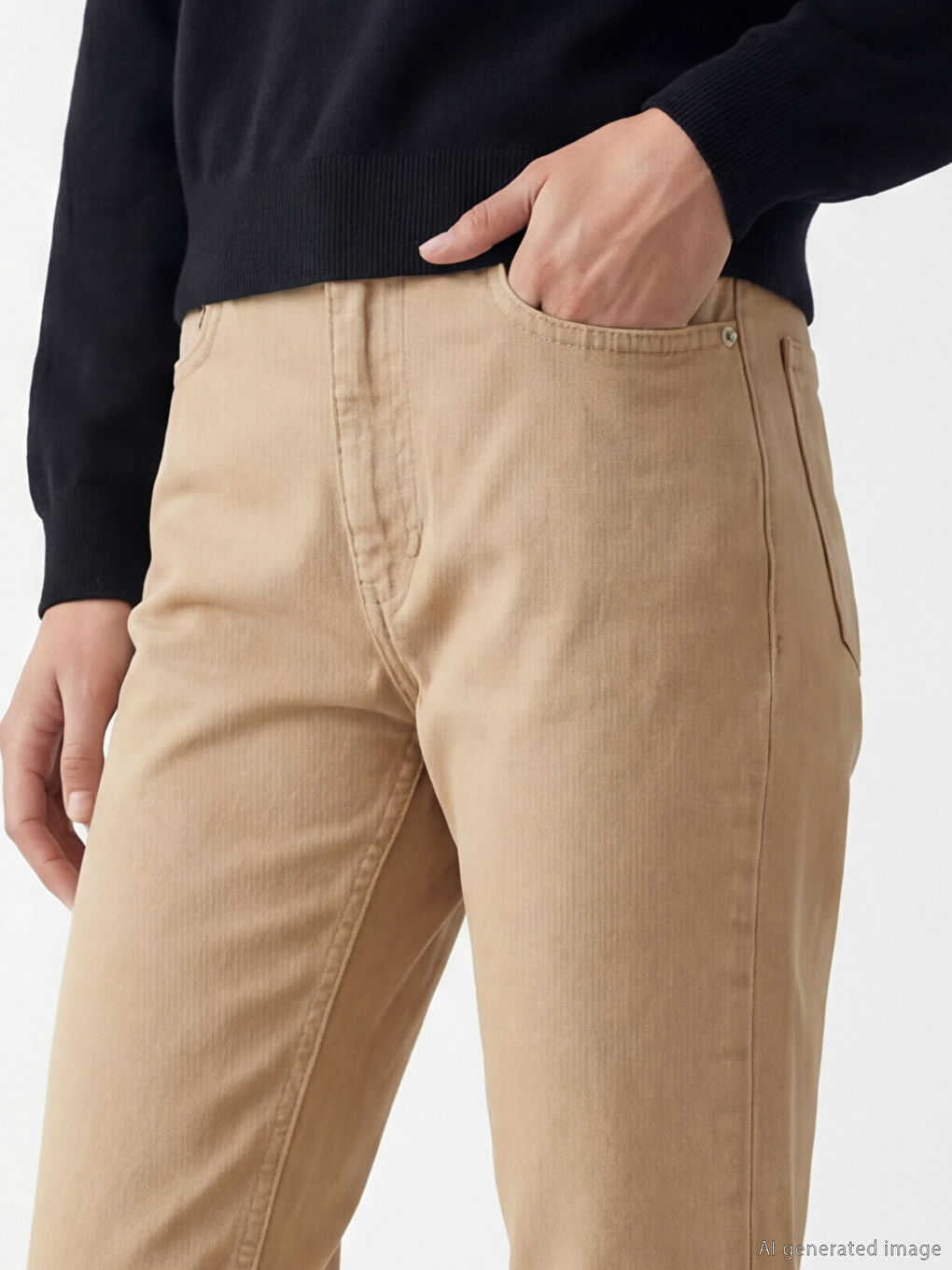 Bej Crop Flare Kadın Jean Pantolon	
-2