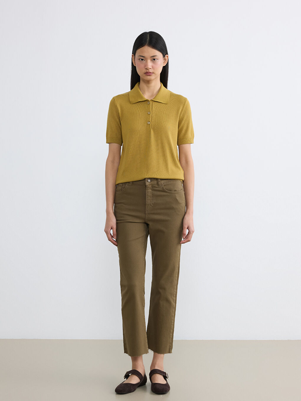 Haki Crop Flare Kadın Jean Pantolon	
