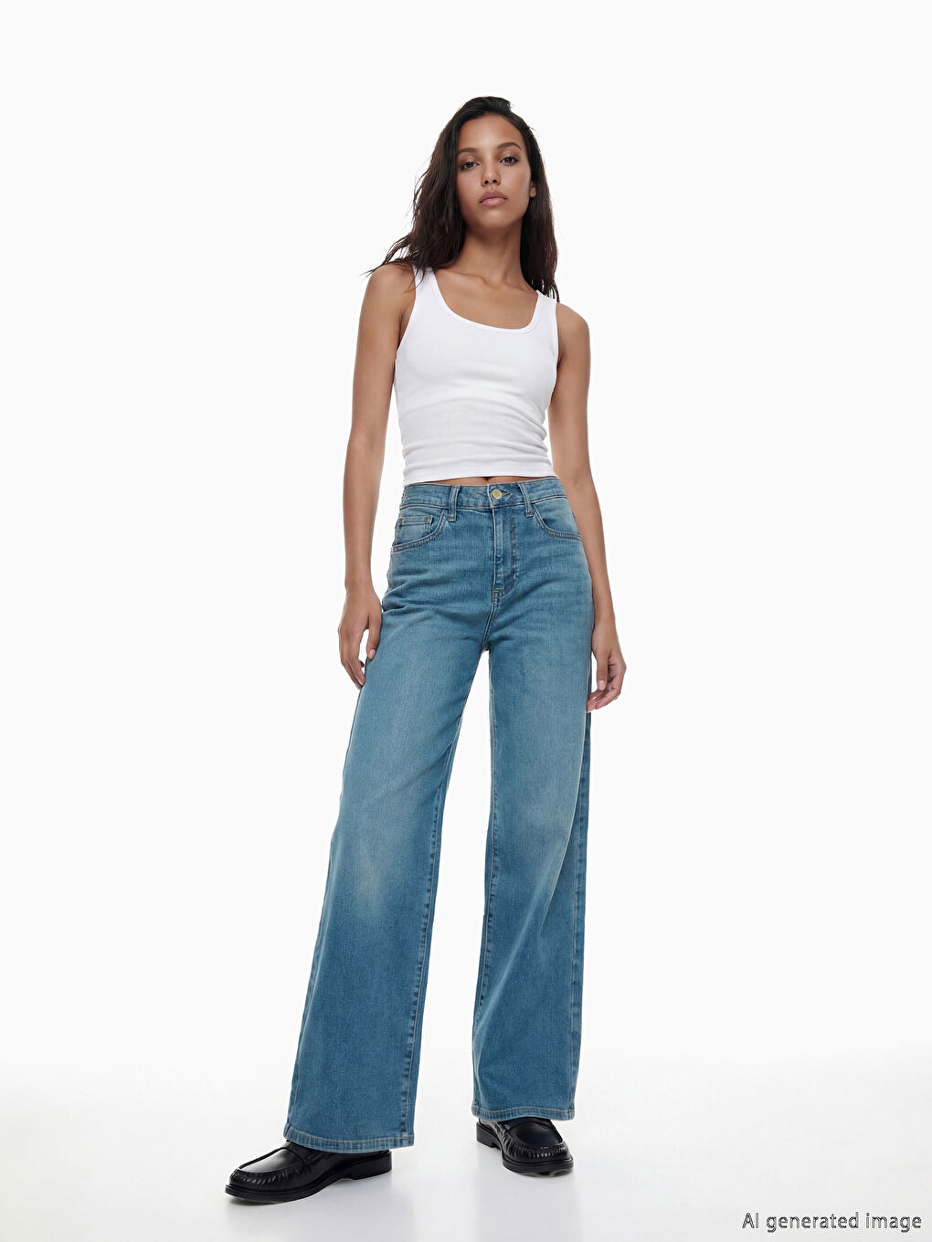 İndigo Wideleg Kadın Jean Pantolon