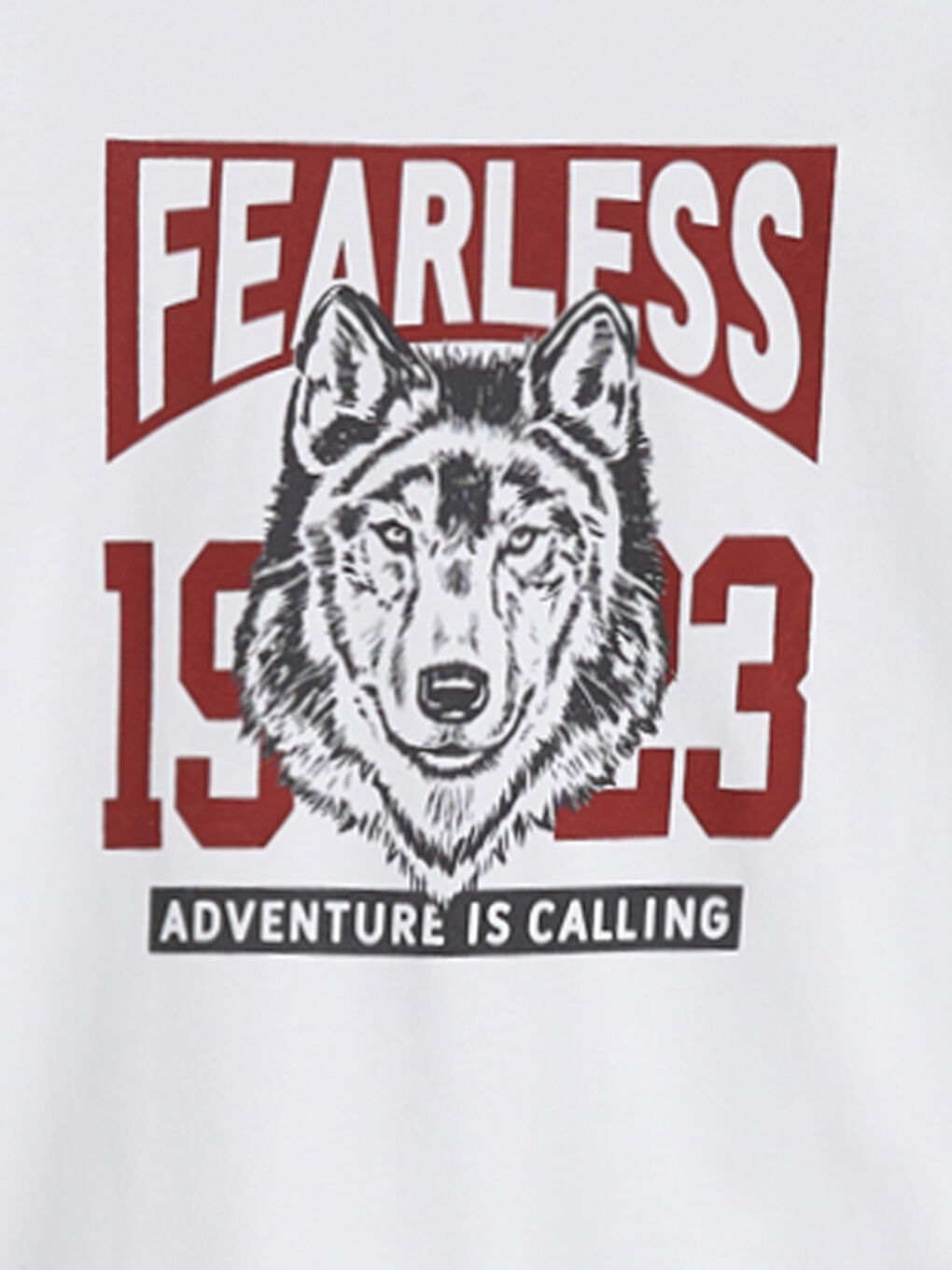 Beyaz Bisiklet Yaka Baskılı Erkek Çocuk Tişört-1