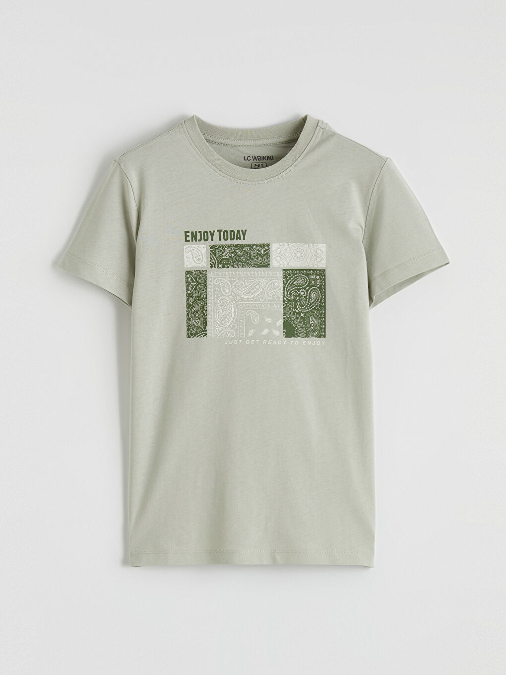 Gri Bisiklet Yaka Baskılı Erkek Çocuk Tişört