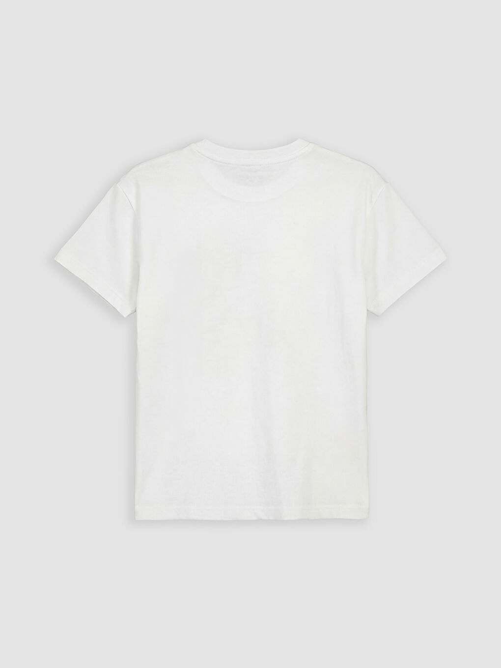 Beyaz Bisiklet Yaka Baskılı Erkek Çocuk Tişört-1