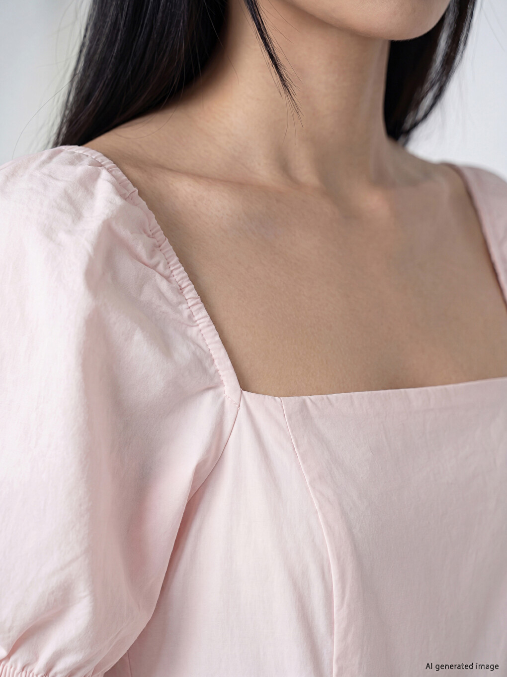 Balloon Sleeved Poplin Long Dress-2